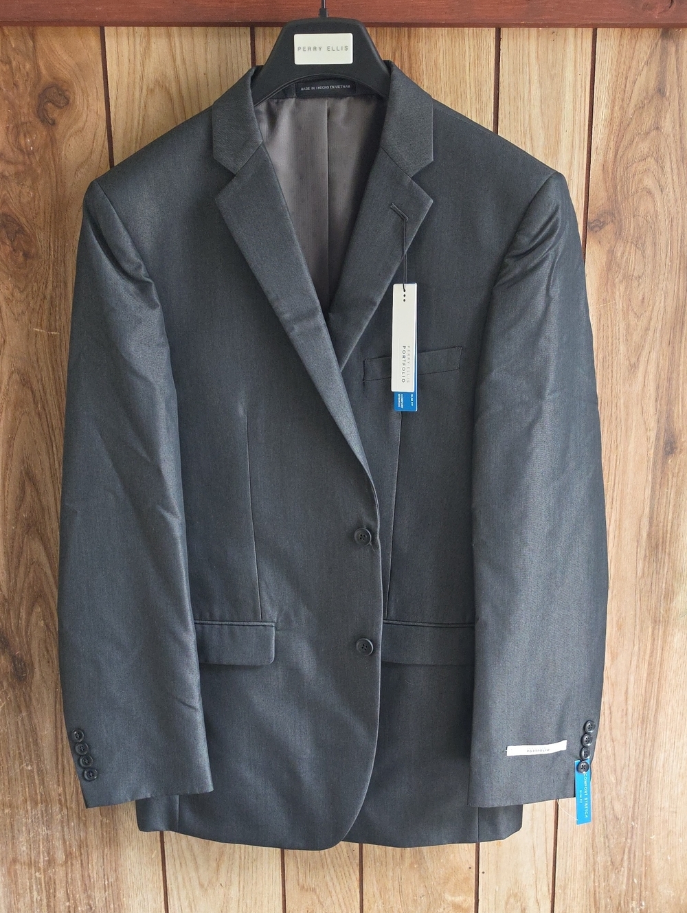 Perry Ellis Men's Charcoal Gray Two-Button Suit Jacket